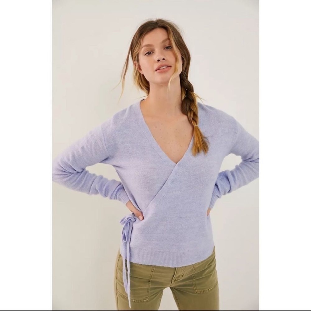 Anthropologie Heartloom Lilac Malena V-Neck Wrap Tie Sweater in XS.
